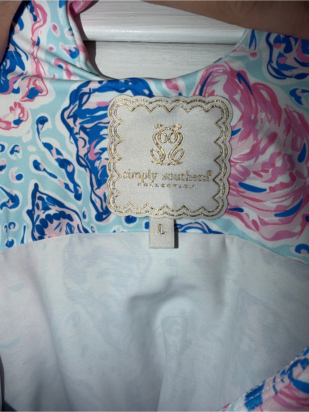 Simply Southern Blue and Pink Oyster Dress - Picture 3 of 3